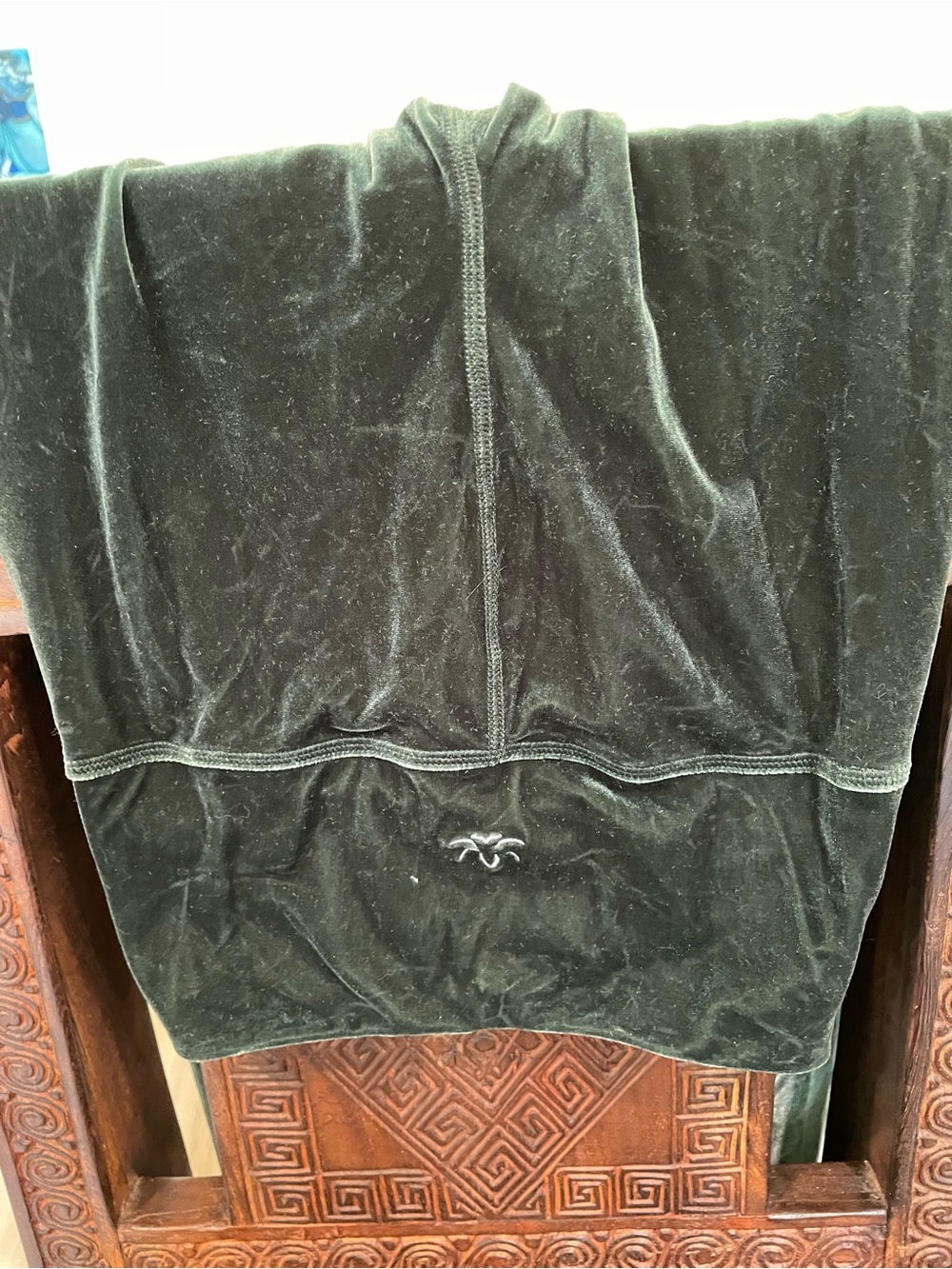 Beyond Yoga Green Velvet Hoodie with Embroidered Logo